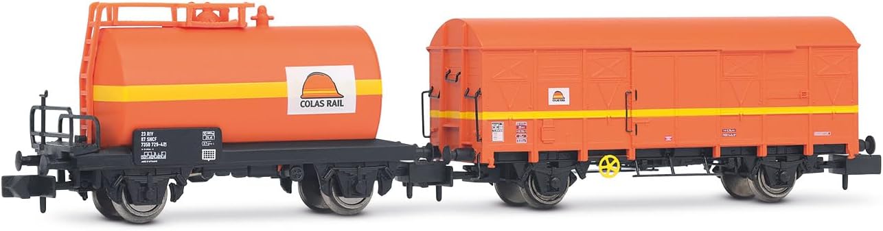 Arnold HN6679 Colas Rail, 2-unit pack 2-axle tank wagon and 2-axle G4 wagon, ep. V for adults and collectors, Orange