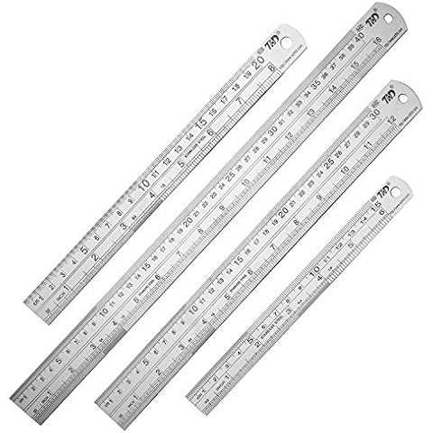 ZZTX Ruler Metal Straight Edge Ruler Stainless Steel Ruler 6 Inch 8 Inch 12 Inch 16 Inch Ruler Set Rulers Bulk Set of 4 Cover
