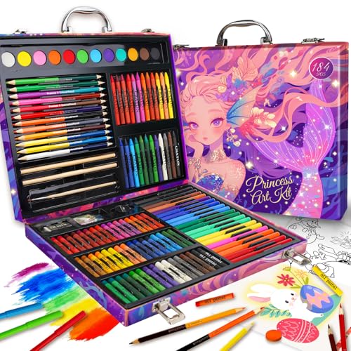 Cokiki Mermaid Art Set for Kids 184 Piece Drawing Kit - image 1