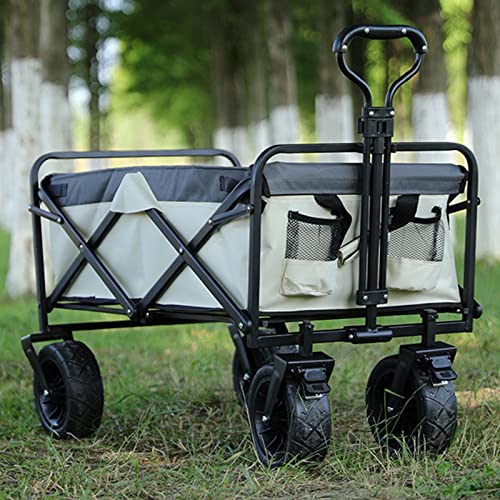 Carrito plegable portátil – Carro todo terreno con ruedas de 19 cm – Ideal para playa, camping y jardín – Fácil de almacenar y diseño versátil