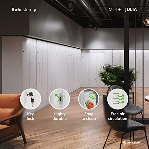 Jan Nowak Umkleideschrank Z02 Spind mit 4 Abteilen Kleiderspind Metallschrank Flügeltür Lüftungsschlitzen Pulverbeschichtung 185 cm x 80 cm x 45 cm (Grau)