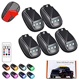 Solar-Powered Car Roof Light – Waterproof, Remote Control & Easy Installation, Solar Car Roof Light Kit, 8 Colors Wireless LED Strobe Lights with Remote Control for Trucks, Motorcycle, Vehicle (5pcs)