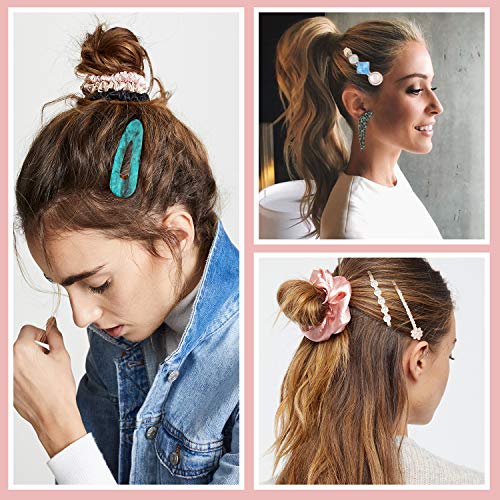 image for laxizar 32 Pcs Pearl Acrylic Large Medium Mini Hair Clips Pins Barrett