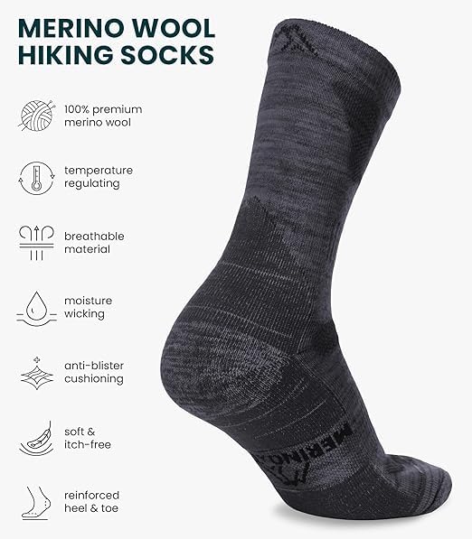 Image of Merino.tech Merino Wool Socks for Women And Men - Merino Wool Hiking Socks Crew Style