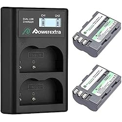 Cargador Nikon D90 Powerextra Batería de Repuesto Nikon EN-EL3E 2200mAh con Cargador Inteligente Pantalla LCD Nikon EN-EL3 D30 D50 D70 D70S D80 D90 D100 D200 D300 D300S D700