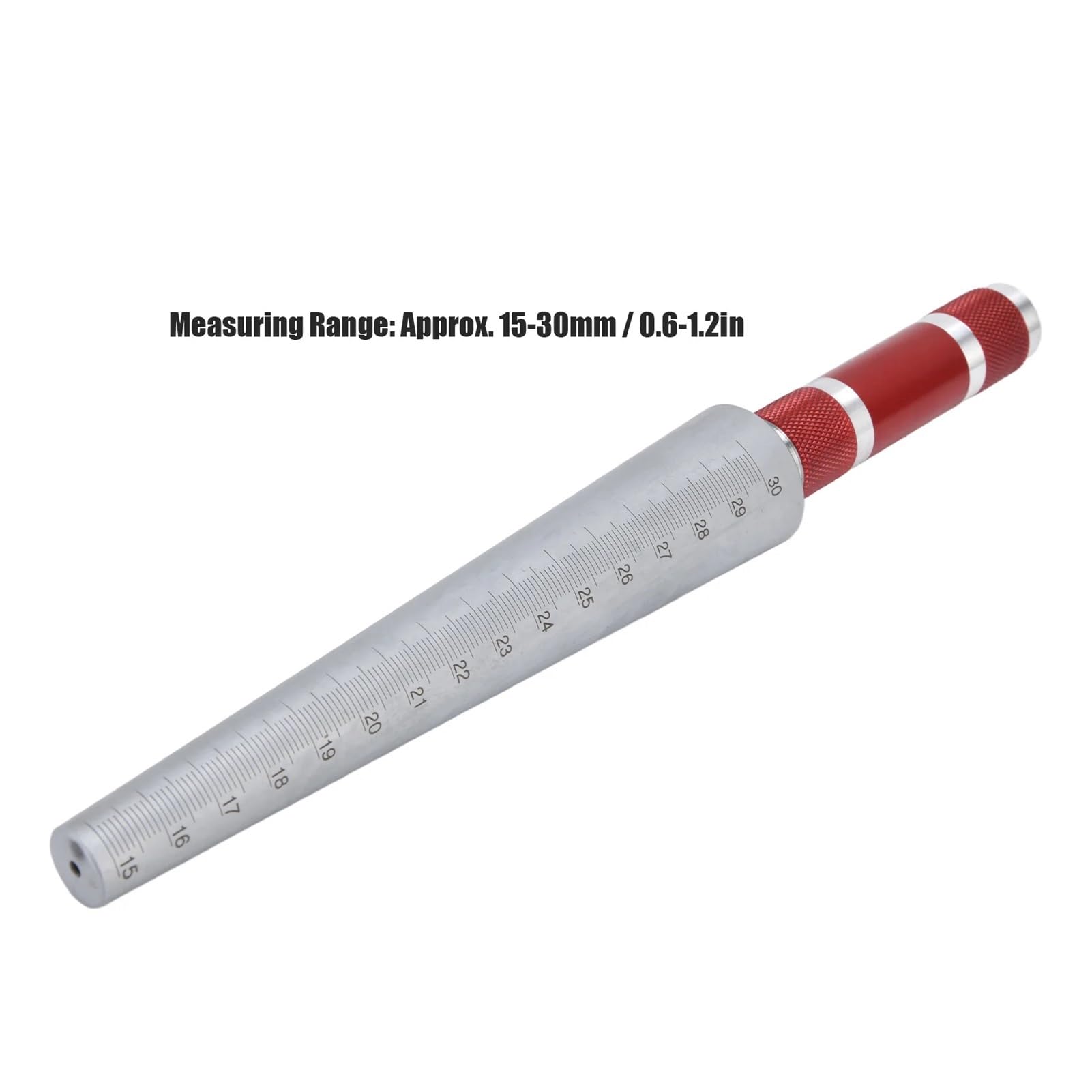 Juego de galgas de espesores, Calibre de apertura Regla espesores cónica Herramienta medición diámetro interior acero inoxidable 15 a 30 mm