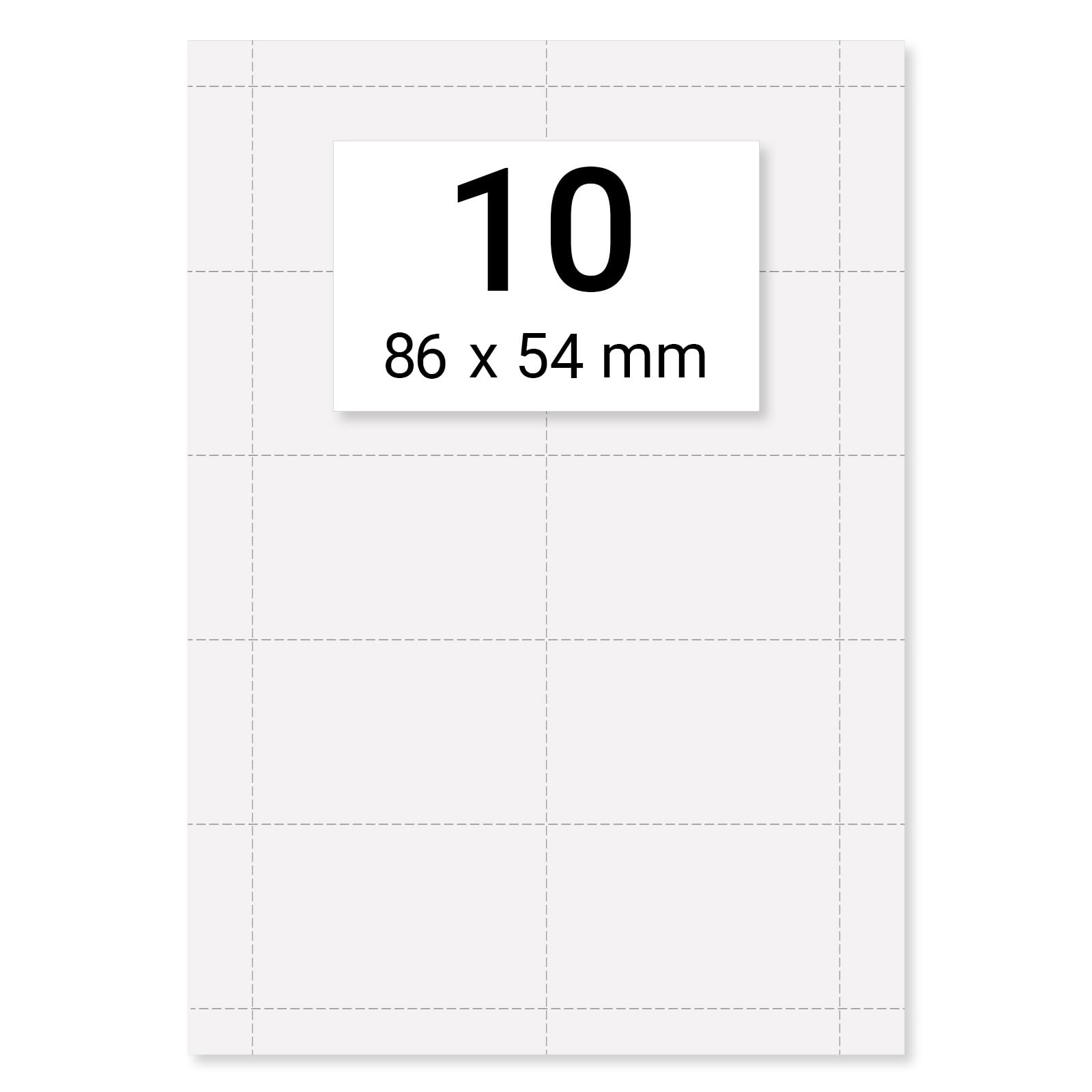 500 x Karteo® Einsteckschilder Einsteckkarte Einleger 160g/m² weiß hochwertiges perforiertes Papier 86 x 54 mm (Kreditkartenformat) auf 50 Stk. DIN A4 Bögen zum Selbstbedrucken beidseitig