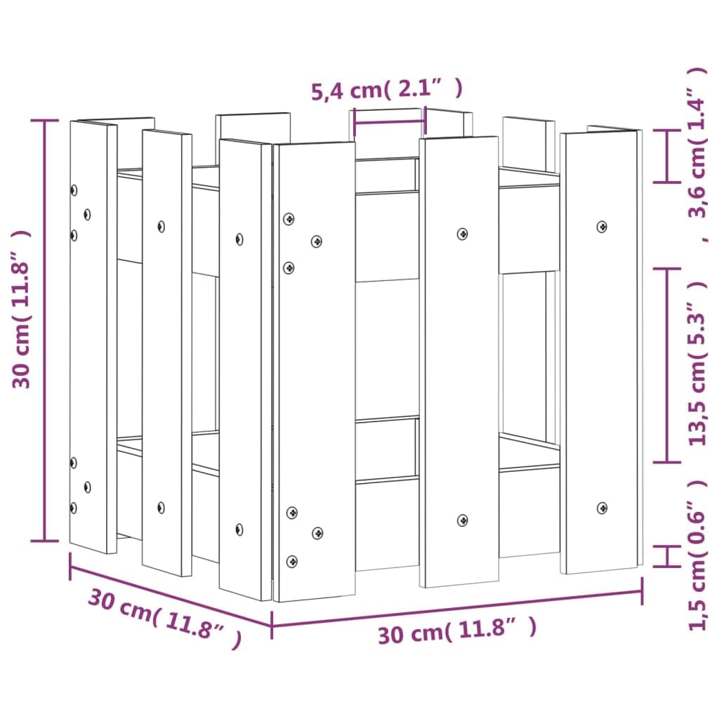 Fioriera a doghe in legno di pino impregnato in autoclave, 30 x 30 x 30 cm, quadrata, resistente alle intemperie, per balcone, terrazza, interni ed esterni, con grande serbatoio d'acqua e