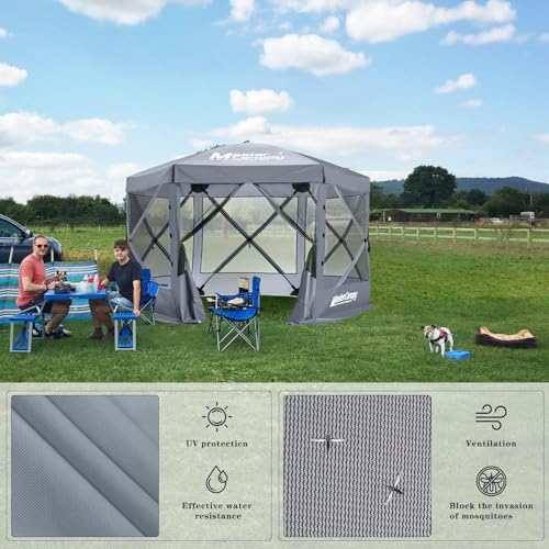 Image of MASTERCANOPY Portable Screen House Room Pop up Gazebo Outdoor Camping Tent with Carry Bag(6x6, White Camouflage)