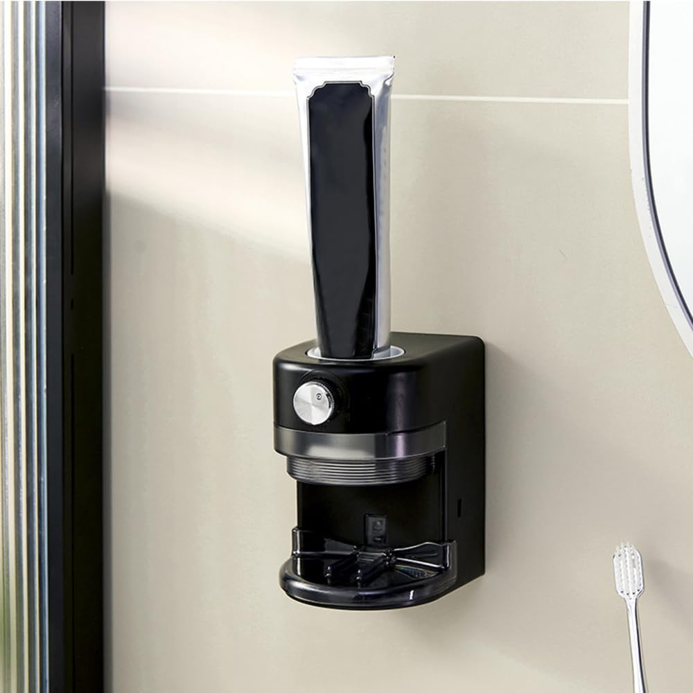 Dispensador de pasta de dientes sin perforación, soporte automático de pasta de dientes con sensor, dispensador de pasta de dientes eléctrico montado en la pared para ducha, baño, lavandería