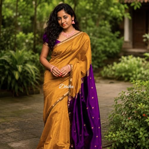 Image of Original Maheswari Cotton Silk Saree for Women | Kanjivaram Pure Silk Cotton Sari with Blouse | Zari Work | Tassels | Handloom Weave
