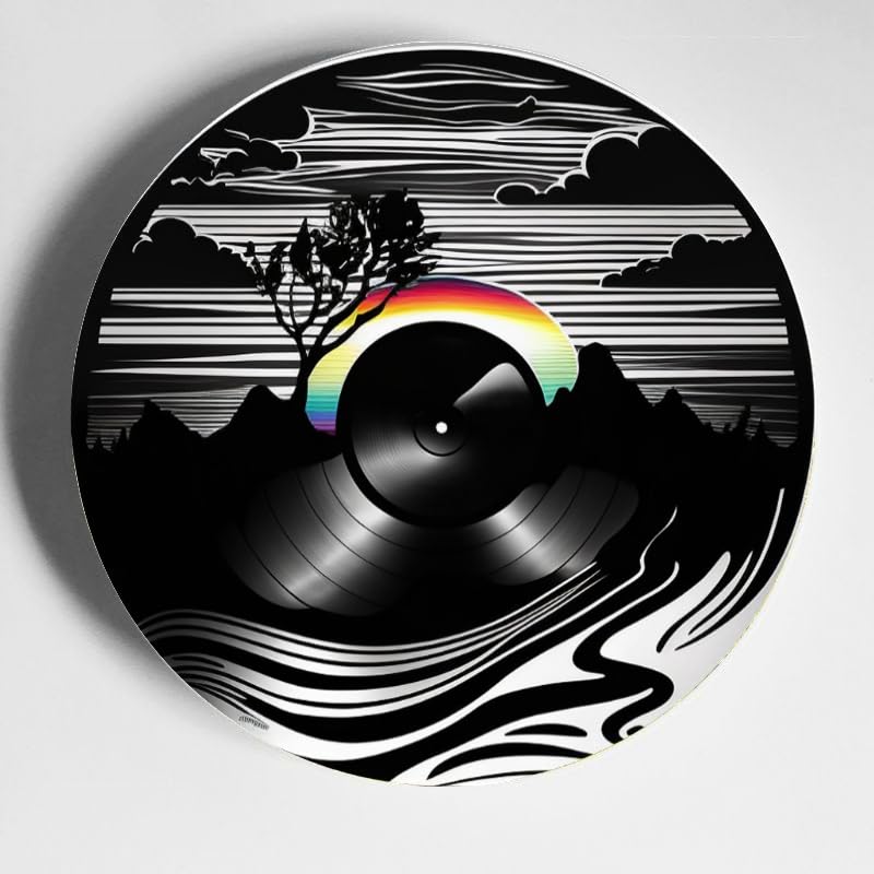DNOVING Vinyl Record Music Ceramic Display Plate 10-inch Round, Home Decor with Stand & Hook DP-145829552
