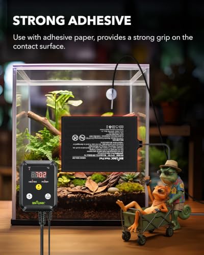 Image of BN-LINK Durable Reptile Heating Pad 6 inch X 8 inch with Digital Thermostat Under Tank Heater Terrarium Warmer Combo Set for Turtles, Lizards, Frogs, and Other Reptiles