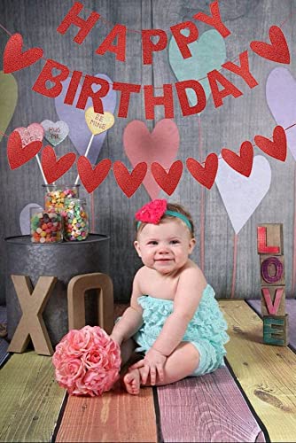 Image of FestikoValentines Day Birthday Banner for Valentine's Day Decoration Heart Banner for Valentines Day Birthday Party Decorations Supplies, 3Pcs