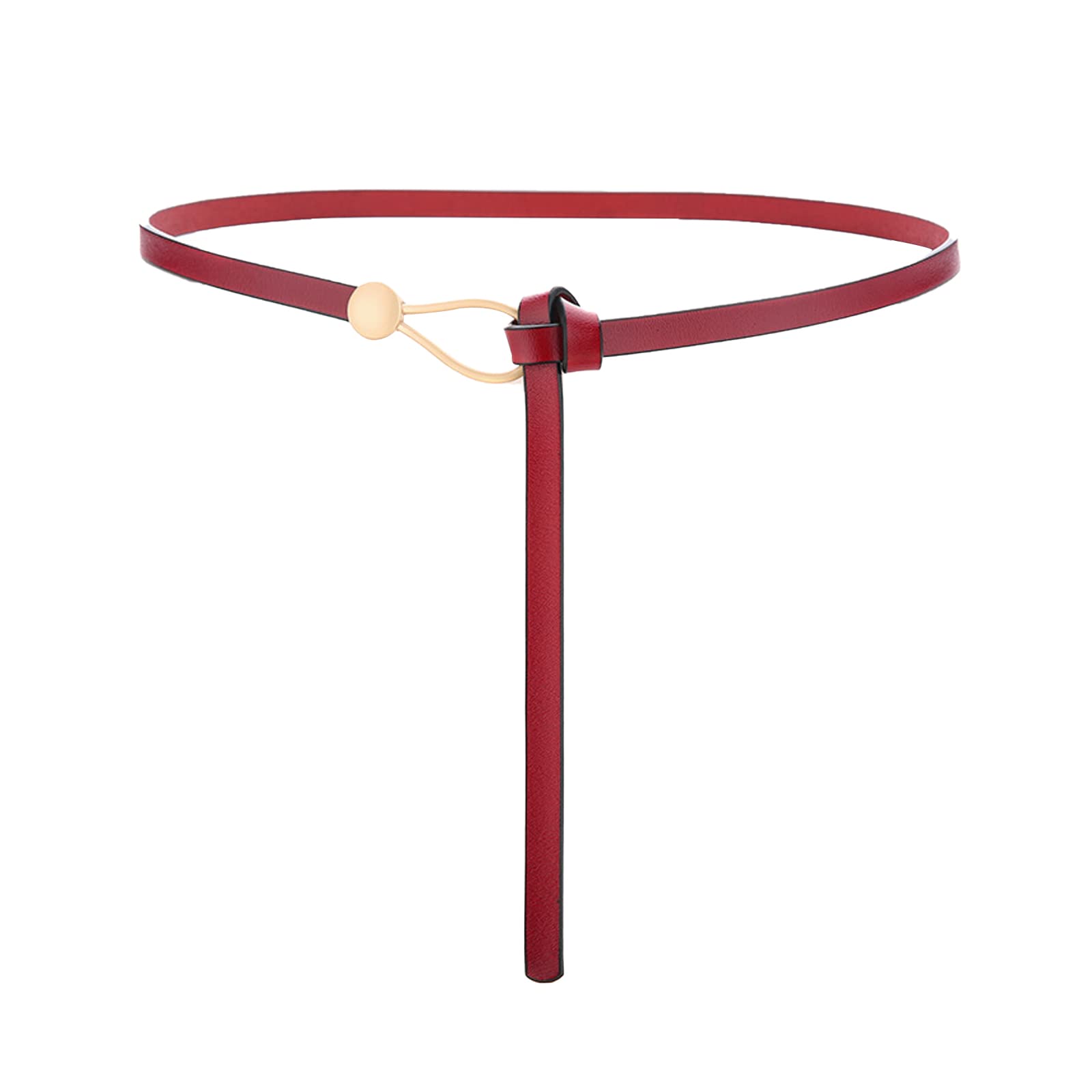 LumiSyne Leather Belt Women Thin Waist Belt Ladies Fashion Knotted Buckle Design Cowhide Leather Alloy Buckle Adjustable Waistband Decorative Belt For Suit Dress Overcoat