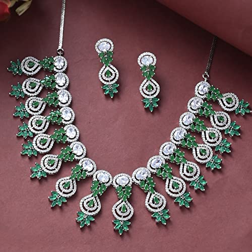Voylla Zircon Brass Plated Choker Necklace Set