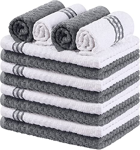 Utopia Towels Kitchen Towels, 15 x 25 Inches, 100% Ring Spun Cotton Super Soft and Absorbent Dish Towels, Tea Towels and Bar Towels, (Pack of 12) (Grey)
