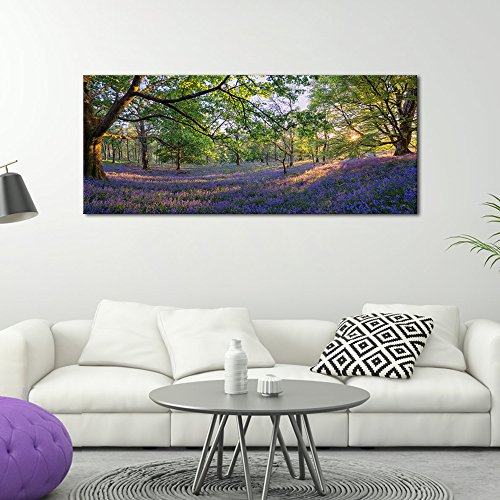 Klvos - Large Nature Landscape Tree Forest Wall Art Gallery Wrapped Purple Lavender Flowers Picture Canvas Prints Home Wall Decoration (20"X48" Lavender) (Laverder, 1 Panel) #TOP3