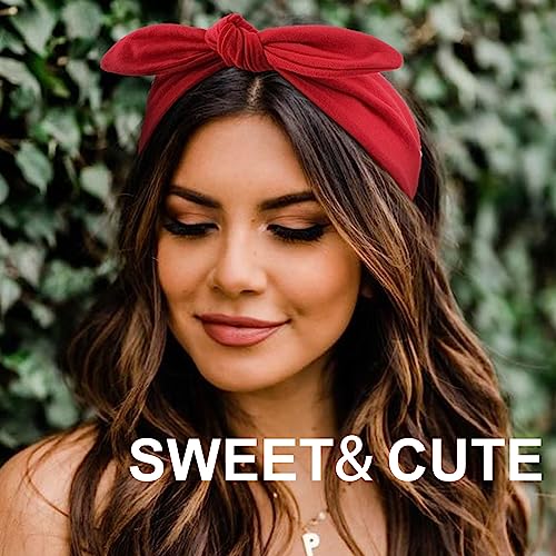 Image of DRESHOW 8 Pack Adjustable Knotted Headbands Non Slip Elastic Yoga Hair Bands Solid Colors Headbands for Women and Girls