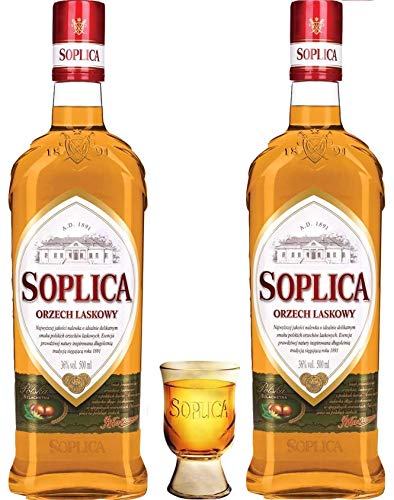 2 Flaschen Soplica Haselnuss - Orzech Laskowy 32% - 2x0.5l + Gratis Soplica Pinnchen / Schnapsglas Cover
