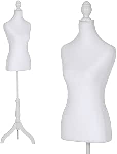 Female Mannequin Torso Dress Form, Adjustable Height 50-63 inches