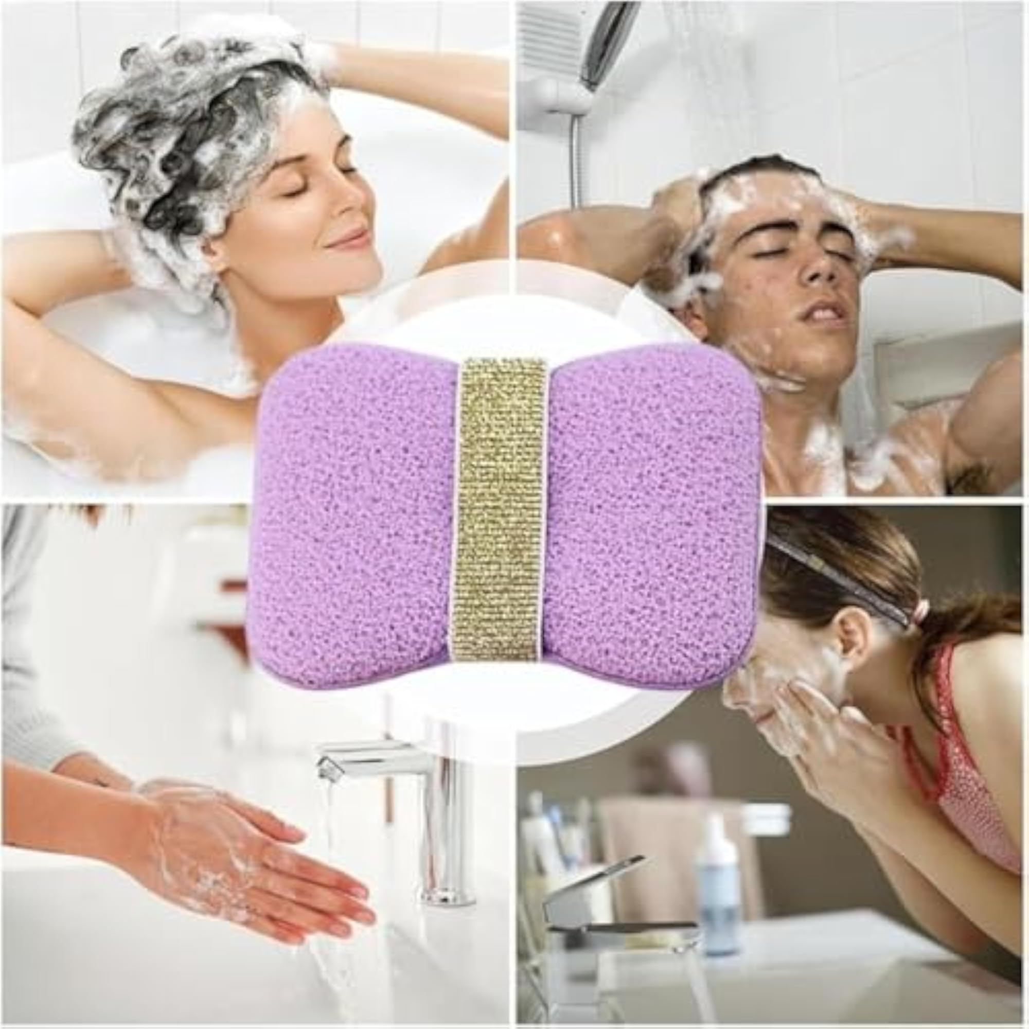 Soap-Infused Double-Sided Bath Sponge with Hand Strap