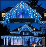 ULIGHTOWN Icicle Outdoor Christmas Lights, 14m/46ft 360LED Blue White Plug in Lights,Xmas Icicle Light - 8 Lighting Modes,Memory, Mains Powered for Home/Window/Party/Indoor Decor