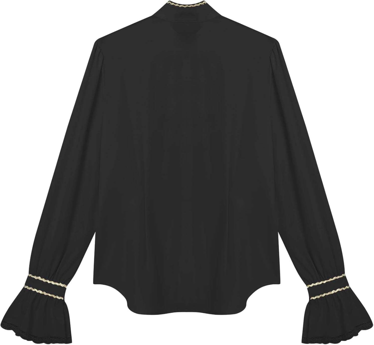 Jugaoge Mens Steampunk Shirt Gold Trim Pirate Shirts Renaissance Victorian Tops Halloween Costume