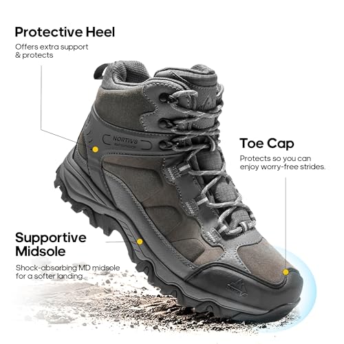 Image of NORTIV 8 Men's Waterproof Hiking Boots Outdoor Mid Trekking Backpacking Mountaineering Shoes