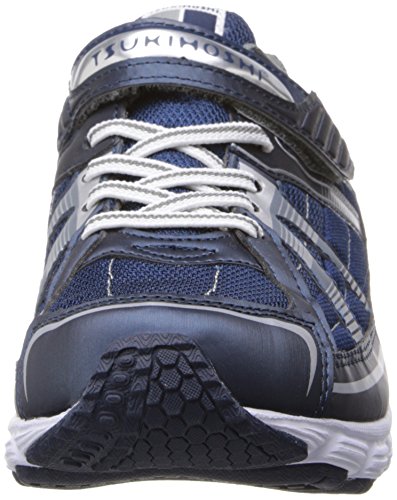 Tsukihoshi 3570 Storm Strap-Closure Machine-Washable Youth Sneaker Shoe With Wide Toe Box And Slip-Resistant, Non-Marking Outsole - Navy/Silver, 4 Big Kid (8-12 Years) #TOP1