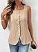BLENCOT Button Down Vest Tops for Women Sleeveless Slim Fit Knit Vests Suit Stretchy Jacquard Tank Top for Women Fashion 2026 Khaki X-Large