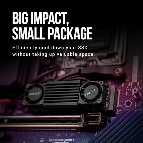 Image of PNY CS3150 1TB PCIe Gen5 x4 NVMe M.2 SSD with Dual Fan Black Heatsink - Microsoft DirectStorage Compatible - up to 11500 MB /s Read - M280CS3150HS-1TB-RB