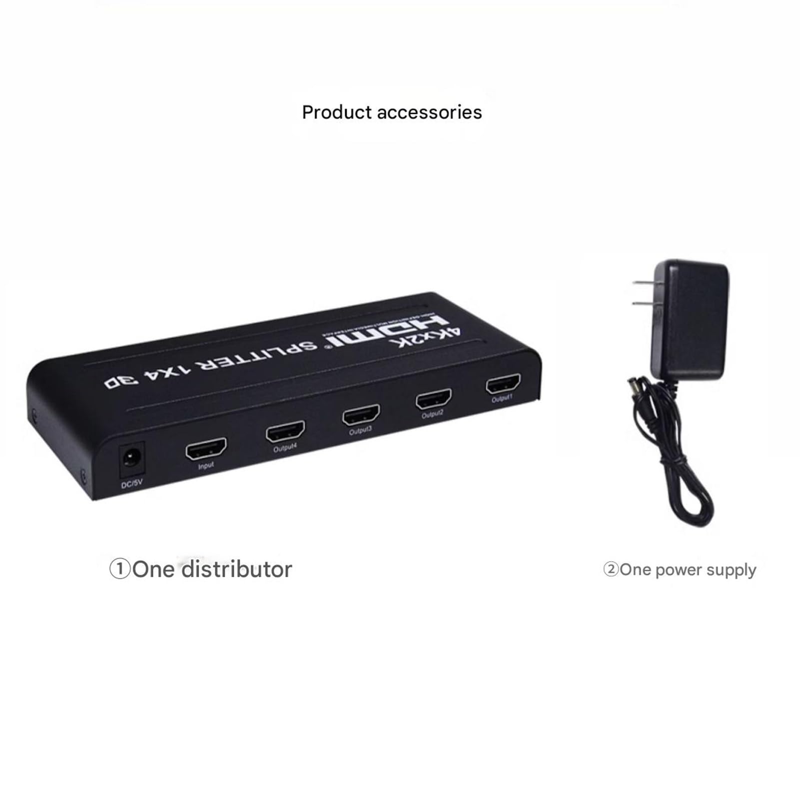 Powielacz i rozgałęźnik HDMI z kablem zasilającym, HDTV 1 do 4, 1 do 3/8/10/3D, monitor TV 4K do 60 Hz (4 porty)