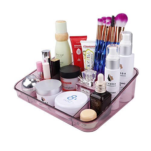 Organizador de Maquillaje, Caja acrílica Estante Cosméticos Joyería Bandeja Organizadora Clear con 8 Compartimentos para encimera de vanidad Baño Cajones