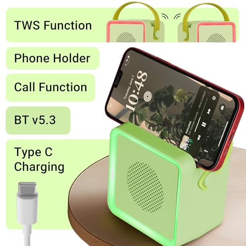 Image of ZEBRONICS County 8, Portable Bluetooth Speaker, 8 Watts, Upto 7 Hours Playback, Passive Radiator, BTv5.3 | TWS | USB | mSD, RGB LED, Call Function, Compact Design, Carry Strap (Green)
