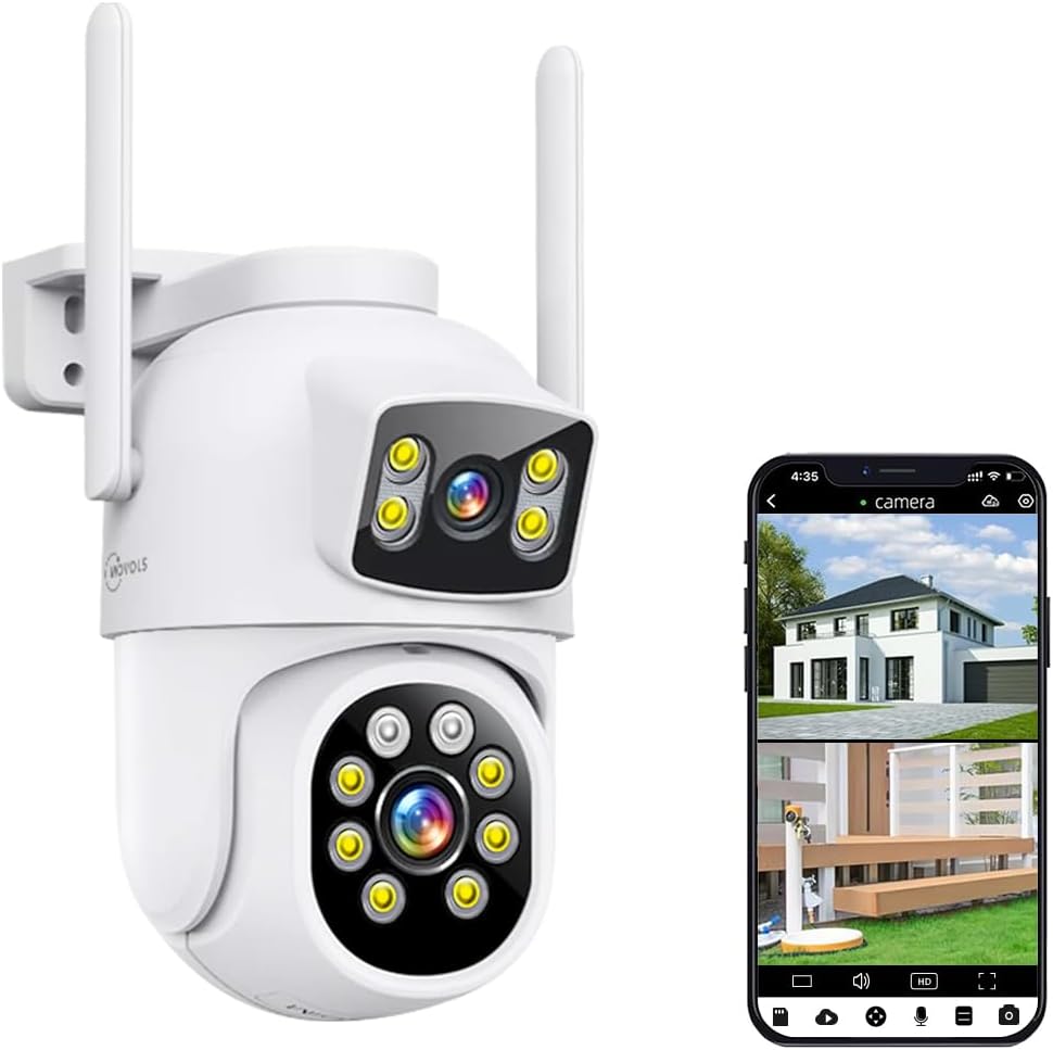MOVOLS Wireless Security Camera 5G/2.4G WiFi 4MP Dual Lens Camera,2K HD PTZ Dome Cameras with Color Night Version, Motion Detection