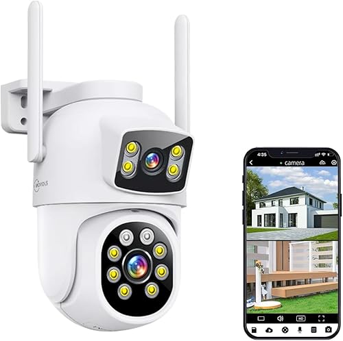 Miniatura 10 de MOVOLS Sistema de cámara de seguridad inalámbrica 5G/2.4G WiFi 4 piezas 4MP+4MP Sistema de cámara de lente dual, sistema de cámaras domo PTZ HD 2K