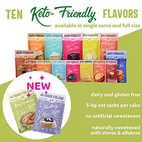 Sweet Logic Keto Dessert Mug Cake Mixes - Refined Sugar Free Gluten Free Keto Snack - 4 Keto Mug Muffin Mixes - Breakfast Muffin Variety Pack - Diabetic Friendly Keto Sweets And Treats #TOP5