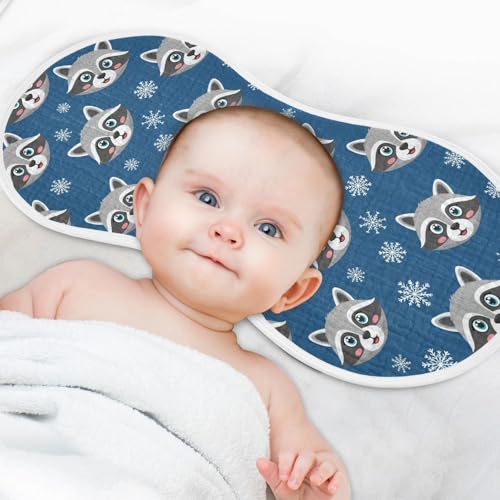 2 Pack Muslin Burp Cloths Raccoon Dark Blue Cotton Baby Burp Cloths Ultra Soft Burping Cloth Absorbent Spit Up Rags for Newborn Boys Girls, Large 22" x 11"4