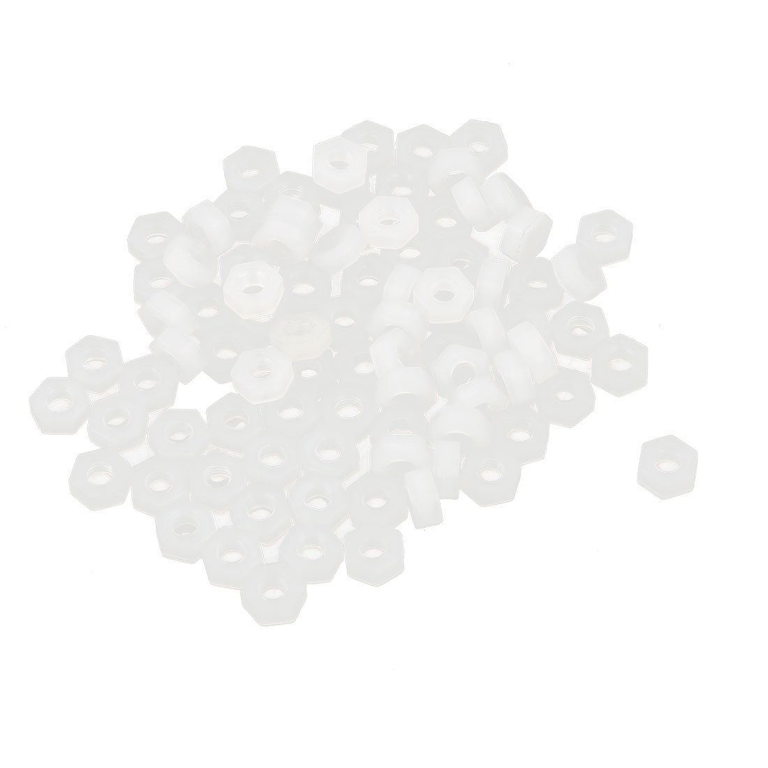 Uxcell White Sourcingmap M3 Hexagon Head Insert Lock Screw Fastener Nylon Hex Nuts 100Pcs