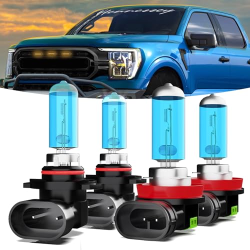 Image of Headlight Bulbs Combo,Compatible with 2015 2016 2017 2018 2019 2020 2021 2022 Ford F-150 F150 Halogen Headlight Bulbs,9005 /HB3 /H10 High Beam + H11 /H8 /H9 Low Beam Headlights,Pack of 4