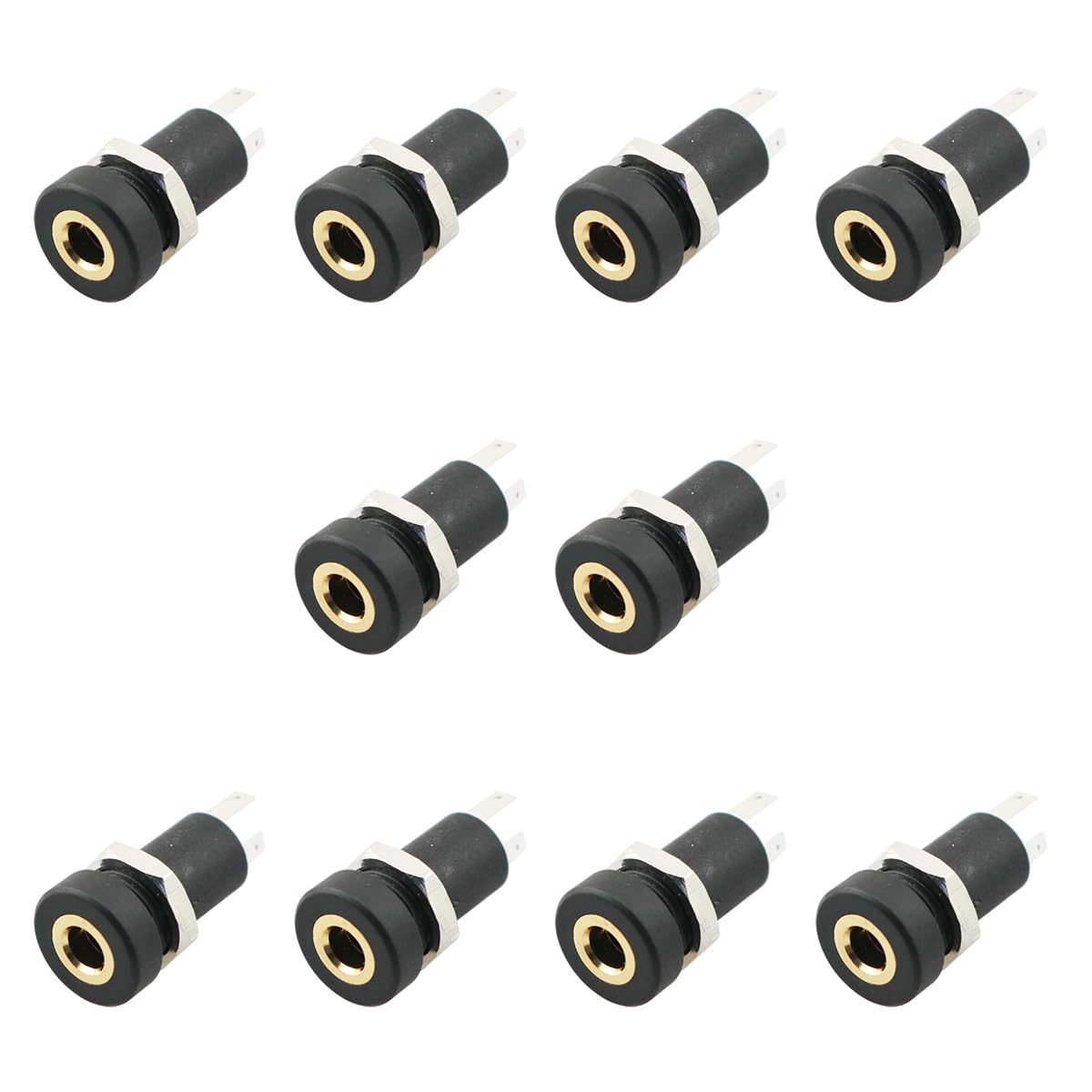 ZYAMY 10PCS 4-Pole Solder Panel Mount Jack Connector 3.5MM Stereo Audio Video Panel Mount Jack Connector with Nut for MP3 MP4 Player Communication