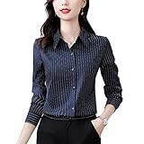 [Ｂｏｌａｎ　Ｖｅｒｌ] ストライプ カッター シャツ 長袖 ワイシャツ レディース オフィス ブラウス ノーアイロン Yシャツ 厚手 上品 白 黒 ビジネス OL 通勤 事務服 春秋冬 ネイビー M