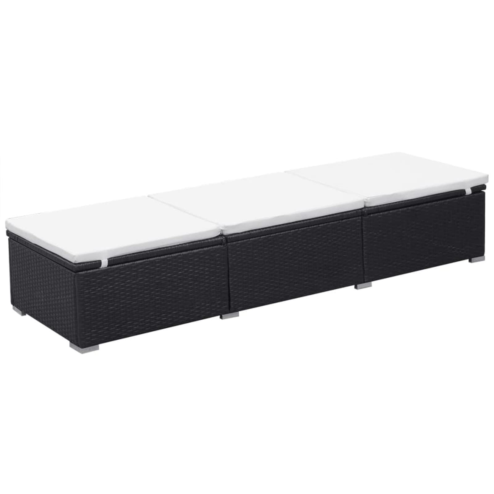 Homgoday Chaises Longues avec Coussins Lot de 2 Résine Tressée Noir, Bain de Soleil de Jardin, Lit de Camping Transat de Relax pour Plage, Extérieur, Balcon, Terrasse