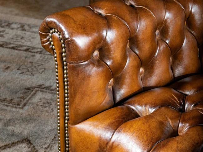 Image of Lakdi The Furniture Chesterfield Leather Lounge Chair with Deep Button Tufting, Nailhead Trim & Solid Wood Legs | 5 Years Warranty | Free Assembly - 15185272