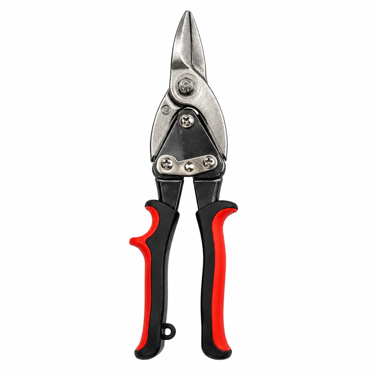 Underfoot Flooring Black And Red Handles With Silver Steel Jaws Aviation Tin Shears 10” / 25Cm Heavy Duty Metal Cutting Snips, Heat Treated Carbon Steel Jaws, Spring Loaded Ergonomic Grip Handles, Straight Cut For Sheet Metal, Aluminium & Rubber