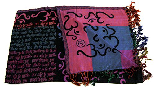 OMA® Meditation Shawl/Scarf With Om Sign And Sacred Sanskrit Mantra Reversible Double Weave Religious Altar Cloth3
