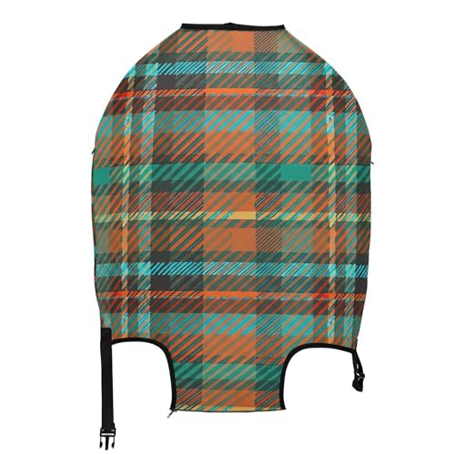 Joisal Luggage Protector Cute Suitcase Covers Plaid Fabric Green Orange Protection Traveling Travel Suitcase Accessories, M, Fits 22-24 Inch Case2
