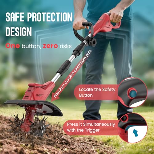 image for DEJUNPIOOL Cordless Tiller Cultivator for Milwaukee 18V Battery (Tool 