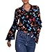 Produktbild Bluse Damen Schmetterling druck Langarmshirt V-Ausschnitt Bogen-Knoten T-Shirt Elegant Bandage Oberteile Frauen Bequem Party Blusen Lange Ärmel Freizeithemd Pullover